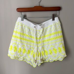 Lilly Pulitzer White and Neon Yellow Shorts